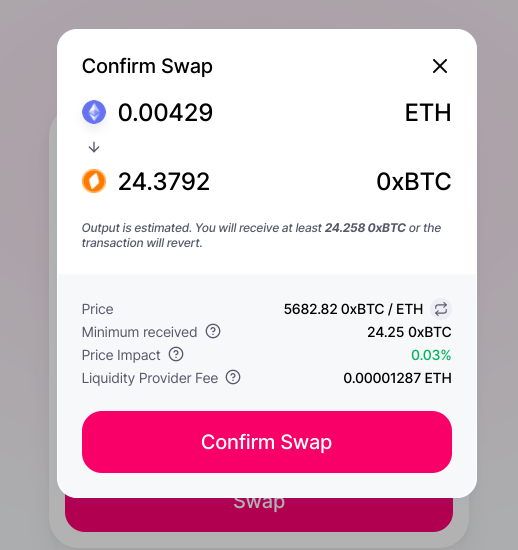 confirm swap